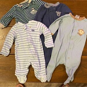 Carter's Blue and Green Striped Footies Set